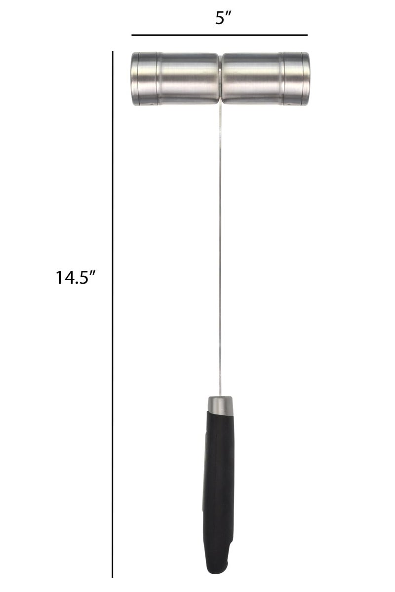 Jim Beam Stainless Steel Salt and Pepper Shaker with Long, Soft Grip Handles, Large, Silver